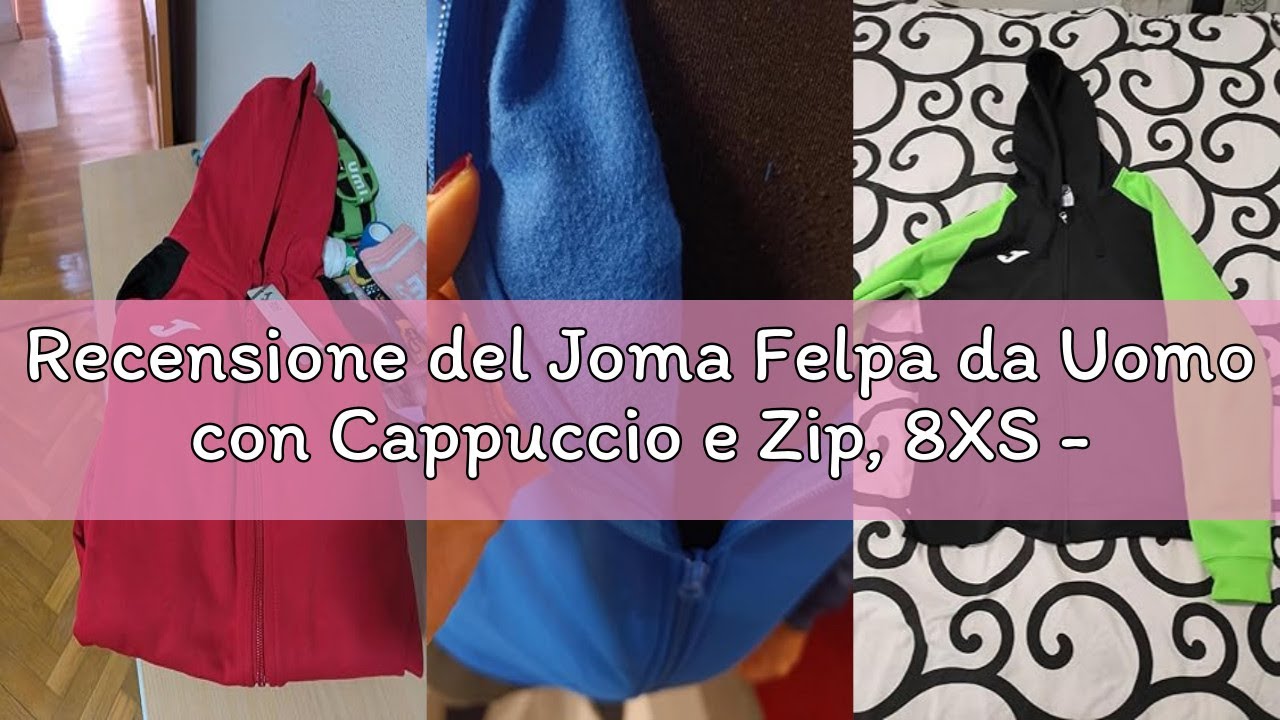 Recensione del Joma Felpa da Uomo con Cappuccio e Zip, 8XS - 3XL - Morbido e Caldo con Bordi a Costi