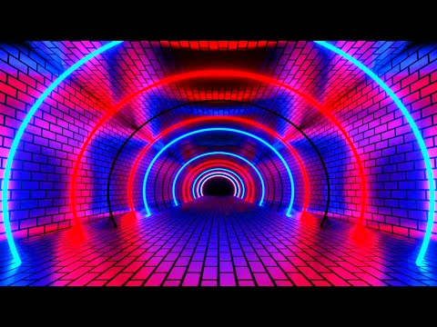 VisionKanal 4K – Futuristischer Blau-Roter Neon-Tunnel | Ohne Audio [2 Stunden]