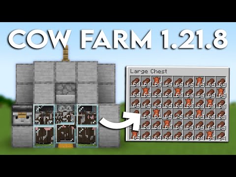 EASY MINECRAFT 1.21.10 AUTOMATIC COW FARM TUTORIAL!