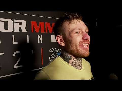 Post fight scrum with Philip Mulpeter at Bellator Dublin