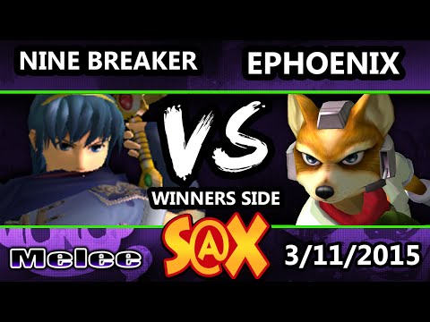 S@X - Nine Breaker (Marth) Vs. EPhoenix (Fox) SSBM Tournament - Super Smash Bros. Melee