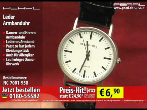 PEARL Leder Armbanduhr