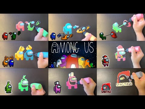 Among us Pancake Art - Impostor, Player, Die moments, Sabotage 인싸 게임 어몽어스 팬케이크 아트
