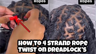 HOW TO 4 STRAND ROPE TWIST On DREADLOCK'S