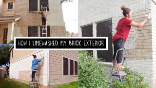 DIY EXTERIOR MAKEOVER PT 2: How I LIMEWASHED my brick exterior | Home Renovation Ep 29