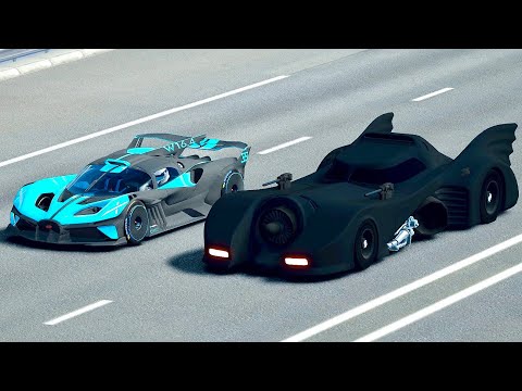 Batmobile 1989 vs Bugatti Bolide - Drag Race 20 KM
