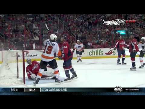 Scott Hartnell goal 3-2 & fight Steve Oleksy Philadelpia Flyers vs Washington Capitals 9/27/13 NHL