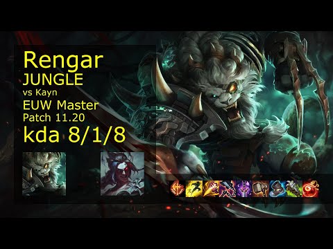 Rengar Jungle vs Kayn - EUW Master 8/1/8 Patch 11.20 Gameplay