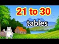 21 to 30 tables | Tables of 21 to 30 | English tables