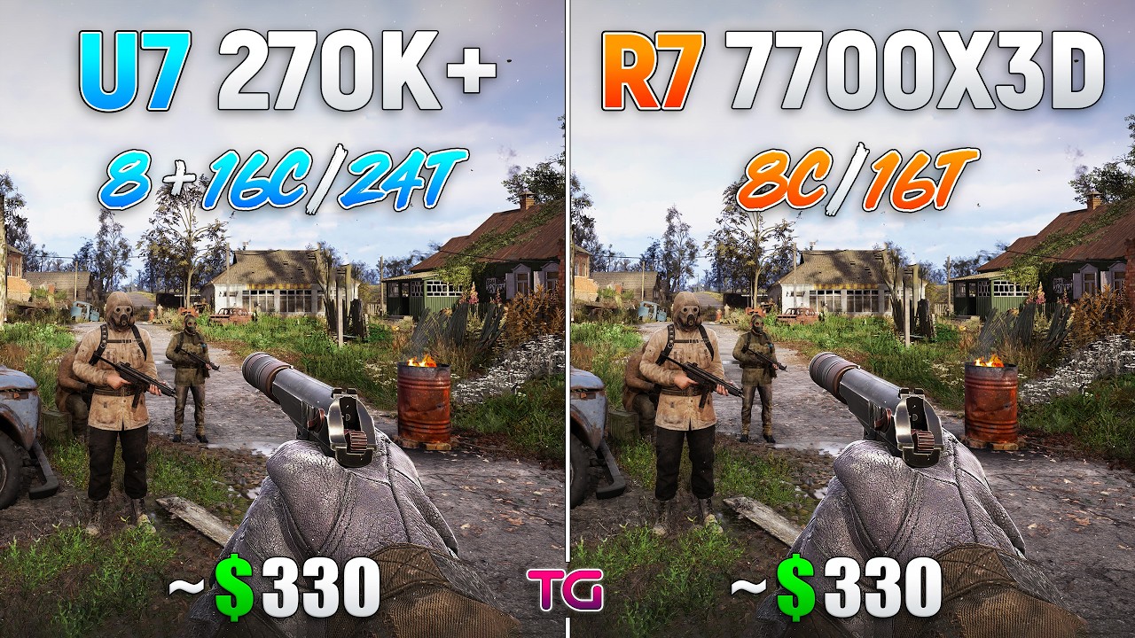 Ryzen 7 7700X3D vs Ultra 7 270K Plus - Test in 10 Games