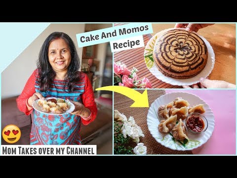 MOM’s Chocolate Marble CAKE - Without Oven, Eggless Cake | Veg Momos Recipe in hindi | #MomTakeover