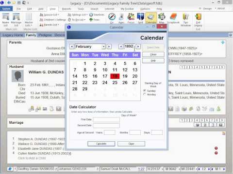 Quick Tips - Using Legacy's Calendar Tool