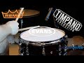 Aquarian Vs Evans Vs Remo 62 Heads ULTIMATE Snare Head Comparison Timpano Percussion
