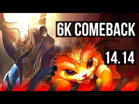 PANTHEON vs GNAR (TOP) | 6k comeback, Rank 5 Panth, 1200+ games | EUW Challenger | 14.14