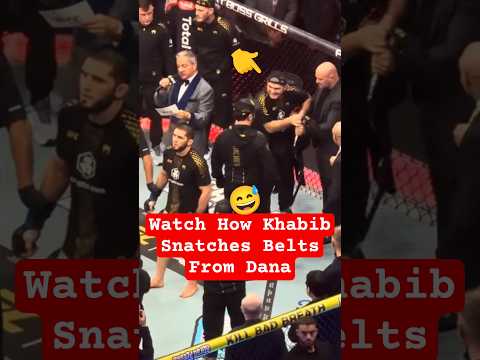 😅 Watch How Khabib Snatches Islam Makhachev's Belts From Dana #ufc #mma #islammakhachev