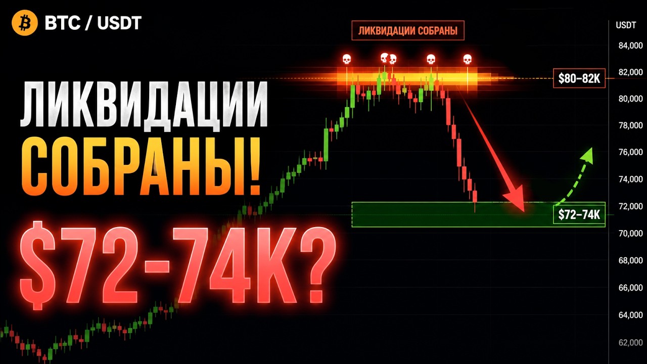 Биткоин СНОВА ПО ПЛАНУ! Ликвидации Собраны — Теперь Жду $72–74K