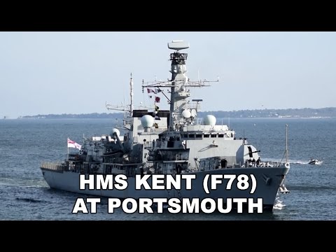 HMS Kent (F78) arriving at Portsmouth