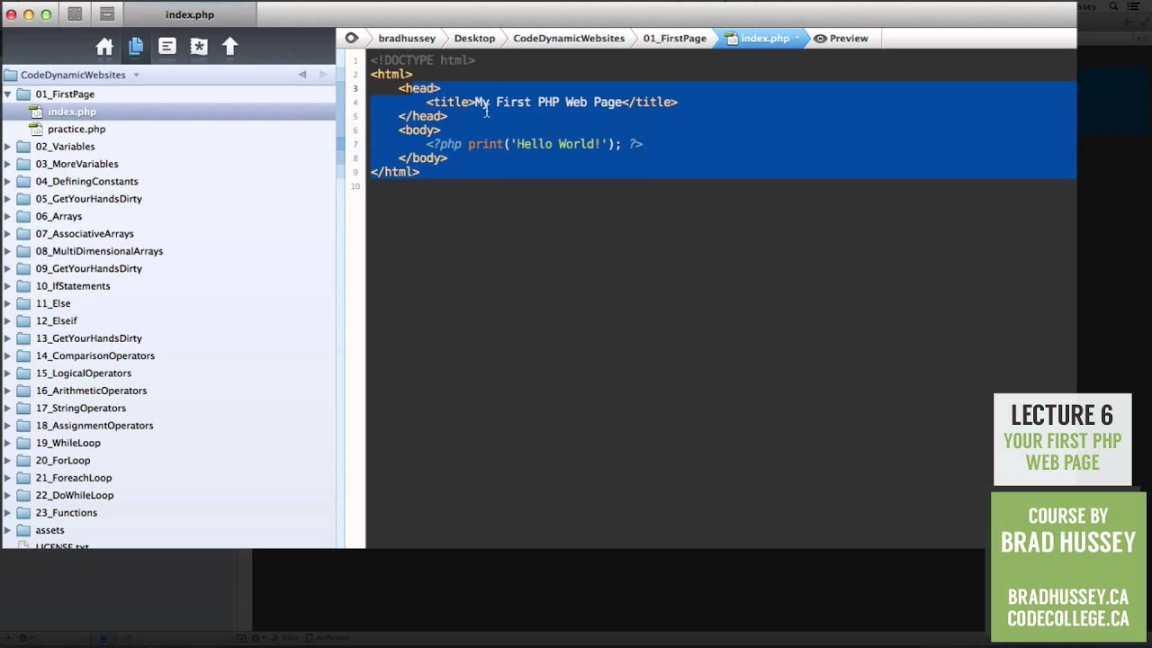 Your First PHP Page [#6] Code Dynamic Websites with PHP