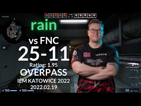 【CSGO POV】FaZe rain (25-11) VS FNC (overpass) @ IEM Katowice  2022.02.19 | LIM-CSGO POV