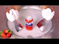 How To Make FANTA STRAWBERRY Ice Cream Rolls ASMR No Talking