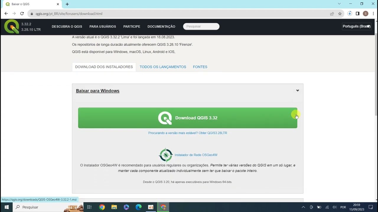 Videoaula 1: Escolhendo a versão do QGIS