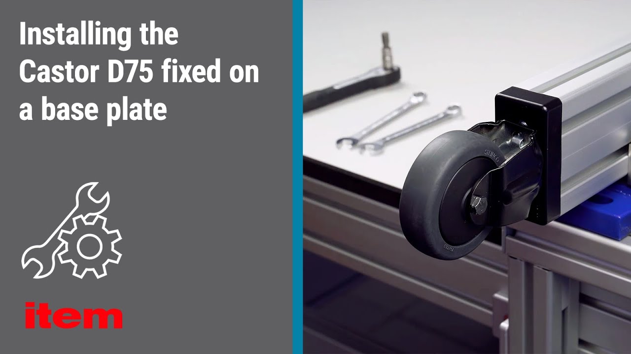 How is the item Castor D75 fixed installed on a base plate? Step-by-step instructions