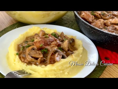 En Moins de 30 mn, Essayez Ma Purée avec une Sauce Crémeuse aux Champignons, Poulet, C’est Divin 👌