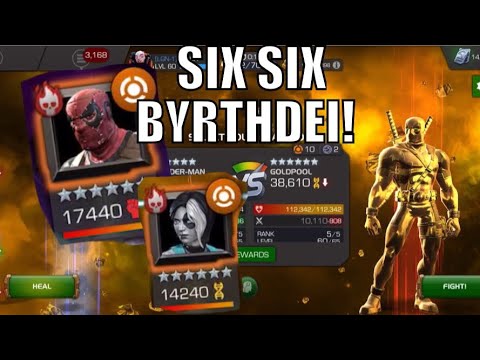 6 STAR GOLDPOOL DOMINO MASACRE FIRST LOOK - marvel contest of champions