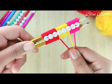 It's So Cute !! Superb Woolen Flower Making Trick Using Pencil | No Crochet Flower