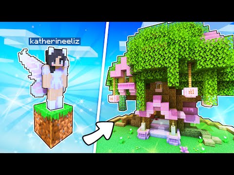 💜I Built a Fairy House on ONE BLOCK in Minecraft!🧚