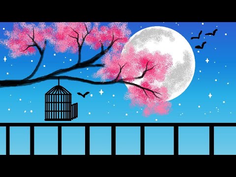 How to draw moonlight drawing in ms paint || moonlight drawing || microsoft paint || ms paint