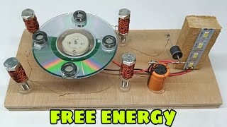 How to make free energy homemade generator using four magnet and copper wire | dc motor led light