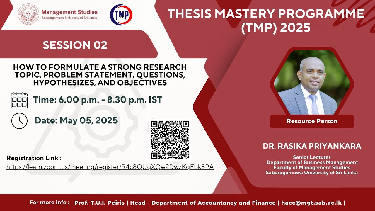 Session 2- Formulate a Strong Research Topic, Problem Statement, Questions, Hypothesizes, Objectives