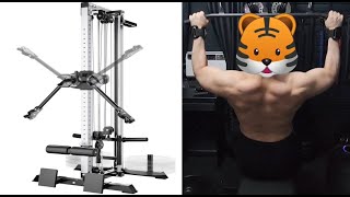 EONFIT Cable Crossover Functional Trainer for Home Gym | LAT Pulldown & Seated Row Pulley System