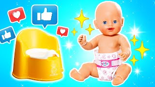 Video mit Baby Born Puppen | Baby Puppen - Kanal für Kinder. Wir wechseln unserer Puppe die Windel.