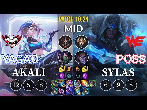 JDG Yagao Akali vs WE Poss Sylas Mid - KR Patch 10.24