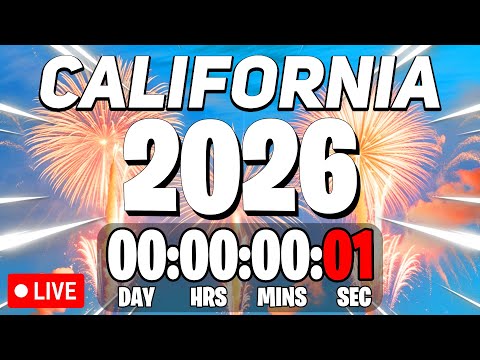 CALIFORNIA NEW YEARS 2026 COUNTDOWN LIVE🔴 24/7 & PST Time zone New Year Countdown!