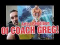 Painting of Coach Greg in fast forward like on America’s Got Talent!