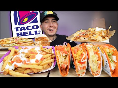MUKBANG EATING Taco Bell Loaded Supreme Grande Nachos, Crunchwrap Supreme, Doritos Tacos