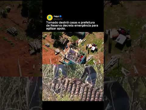 Um tornado atingiu a comunidade rural de Imbu, em Reserva (PR), na noite de domingo (28).
