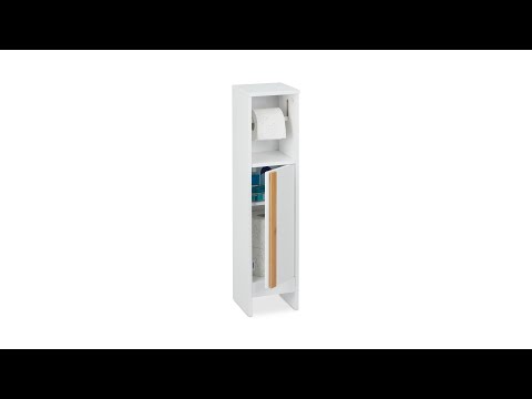 Stehender Toilettenpapierhalter weiß Braun - Weiß - Bambus - Holzwerkstoff - 19 x 76 x 19 cm