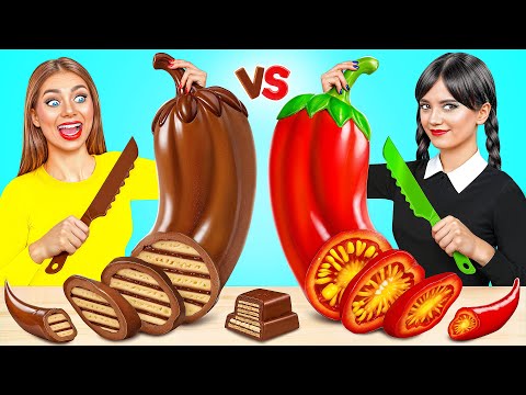 Real Food vs Chocolate Food Challenge | Crazy Ideas To Cook by Choco DO