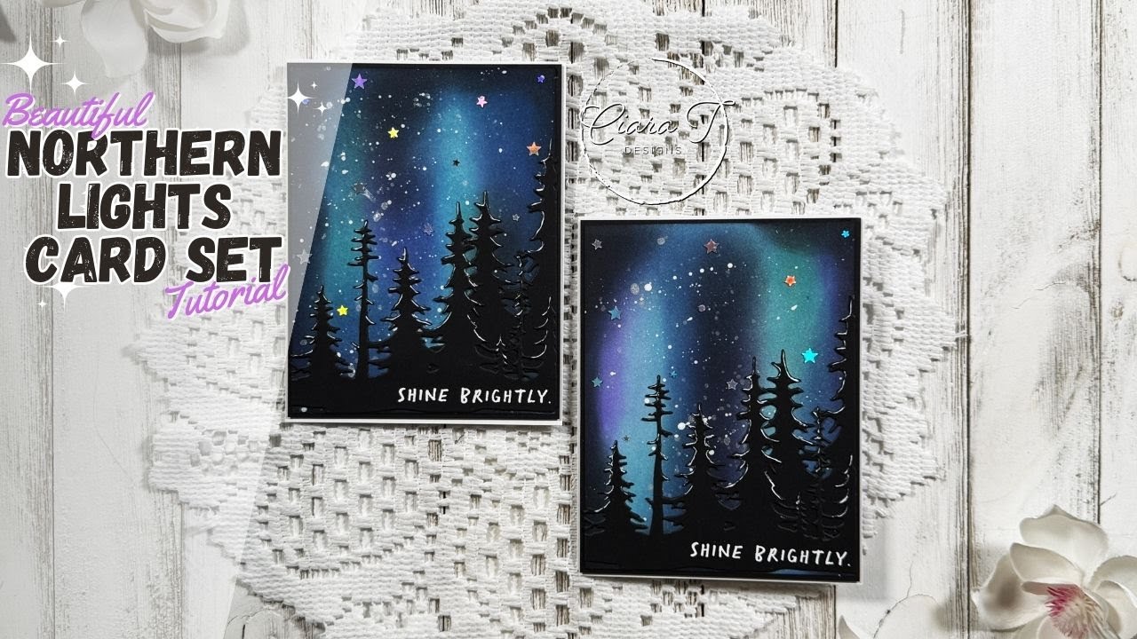 Beautiful Northern Lights Card Set Tutorial | June Challenge Example