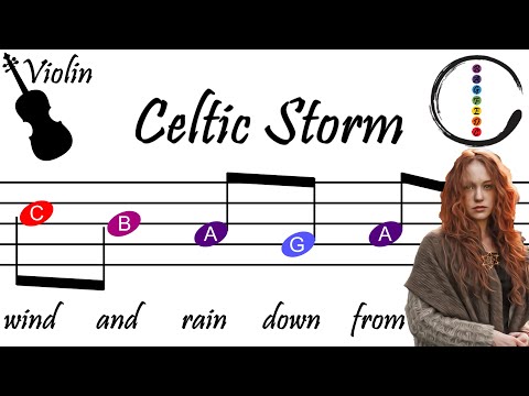 Celtic Storm - Violin Relaxing Beginner Sheet Music with Easy Notes & Letters