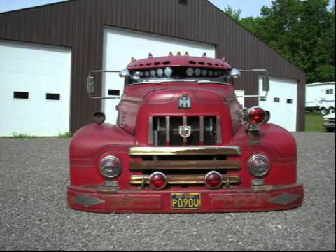 CHOPPED 1954 INTERNATIONAL FIRE TRUCK RAT ROD AIR BAGGED ON A F-350 CHASSIS REVIEW VIDEO