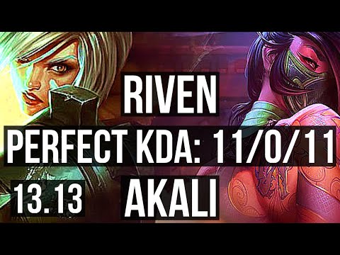 RIVEN vs AKALI (TOP) | 11/0/11, 70% winrate, Legendary | EUW Master | 13.13