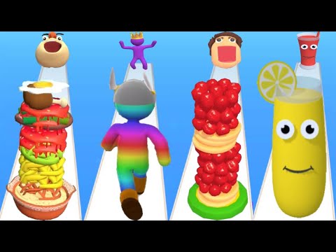 NOODLE RUN vs GIANT RUSH vs PANCAKE RUN vs JUICE RUN - BEST android GAMES