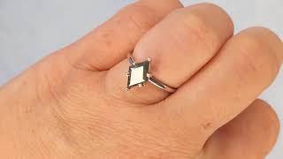 Vintage Salt and Pepper Diamond Ring, Kite Cut Engagement Ring, Hidden Diamond Ring