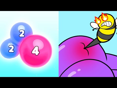 Satisfying ASMR Mobile Games... Melty Bubble 2048 ✔️ Help Me Tricky Games, All Levels