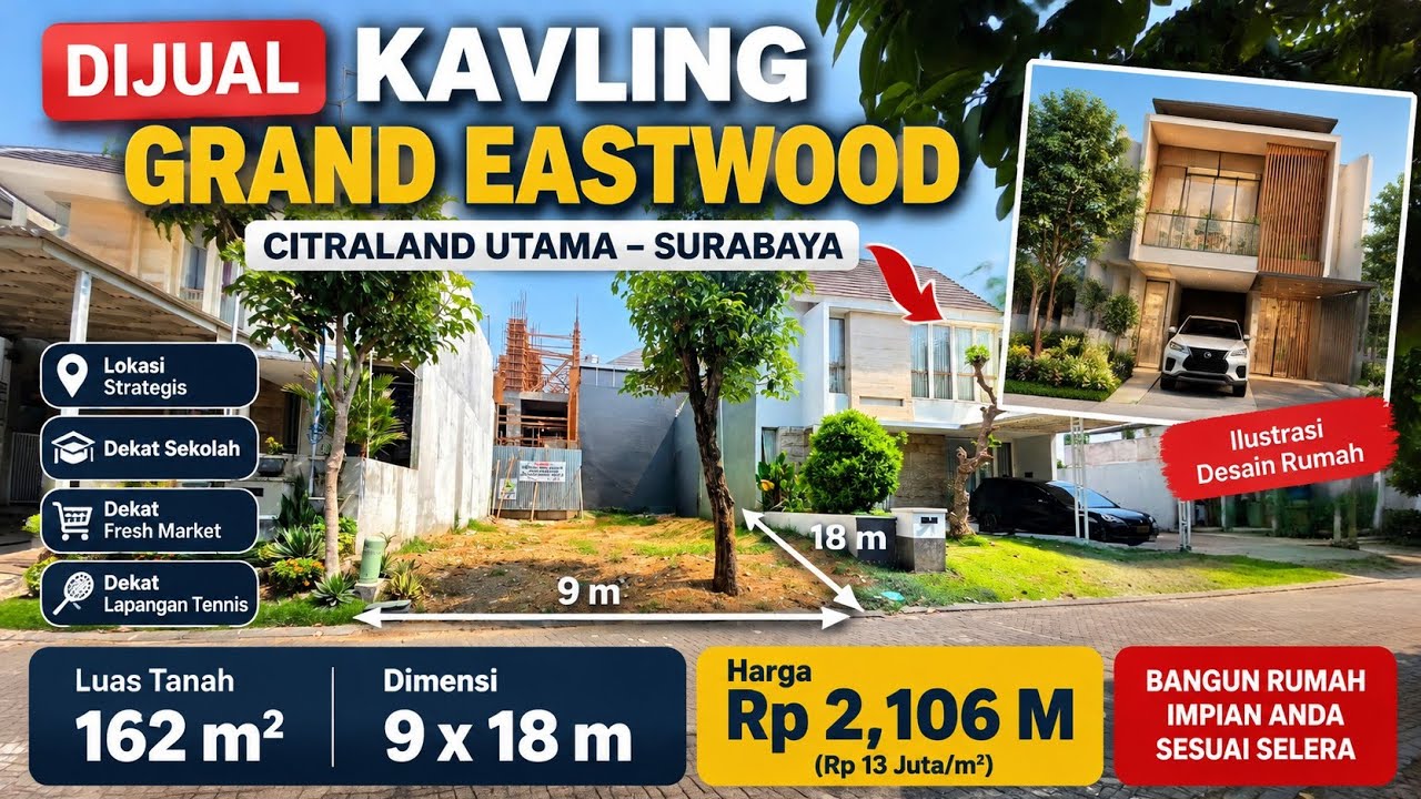 Grand Eastwood, Citraland Sby, Kav..Siap Bangun 162M2
